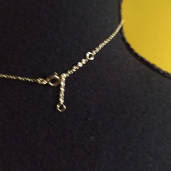 14K over 925 SS Mother of Pearl Bar Necklace 16" w/ adjustable chain - Picture 4 of 6